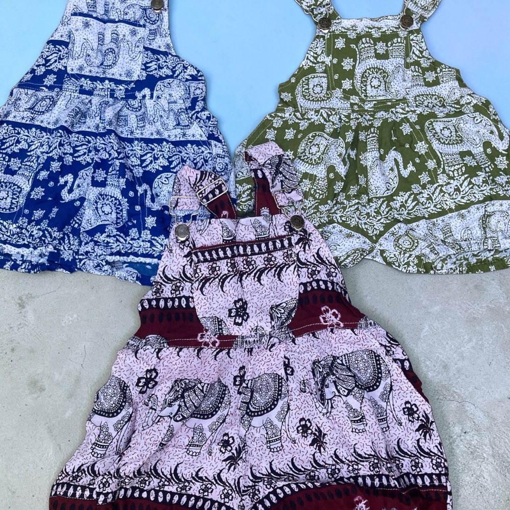Elephant Print baby and Kids Overalls - Multicolor